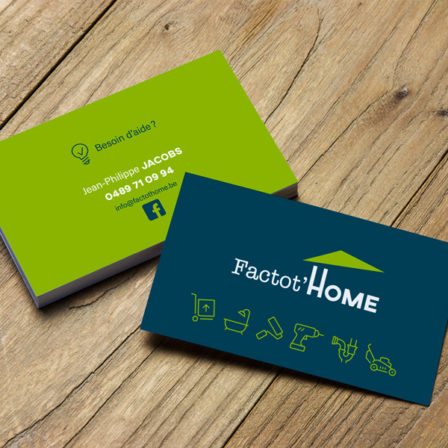 Graphic Plugin, agence de communication à Liège : Projet : Carte de visite et logo : Factot'Home